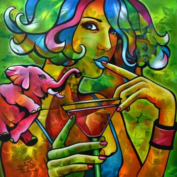 Peinture intitulée "Tchin!" par Jeannette Guichard-Bunel, Œuvre d'art originale, Huile