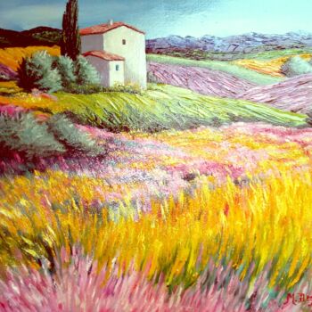 Peinture intitulée "la Drome en fleurs" par Marc Degieux, Œuvre d'art originale, Huile