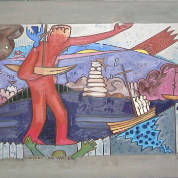 Malerei mit dem Titel "Walking On Water 2" von Gerald Shepherd F.F.P.S., Original-Kunstwerk, Öl