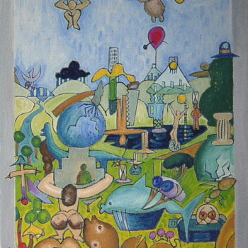 Painting titled "An Improbable Atlas…" by Gerald Shepherd F.F.P.S., Original Artwork, Oil