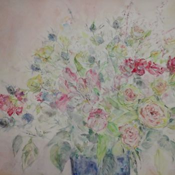 Ζωγραφική με τίτλο "Bouquet épanoui" από Catherine Claude, Αυθεντικά έργα τέχνης, Ακουαρέλα