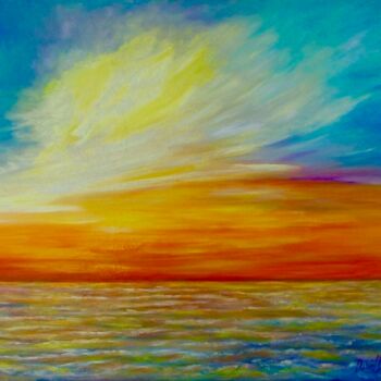 Painting titled "coucher tropical" by Daniel Bahuaud, Original Artwork