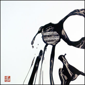 Painting titled ""je l’ai donnée au…" by Daniel Moline, Original Artwork, Ink Mounted on Other rigid panel