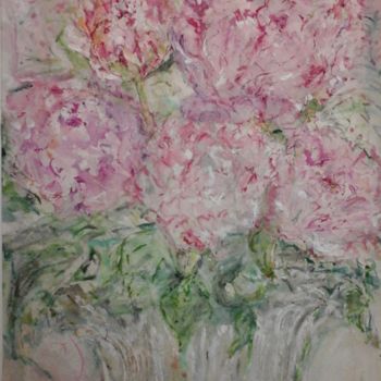 Ζωγραφική με τίτλο "Pivoines romantiques" από Catherine Claude, Αυθεντικά έργα τέχνης