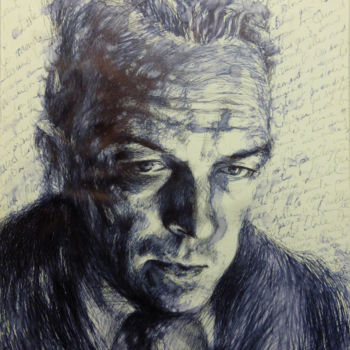 「Camus」というタイトルの描画 Sébastien Bocquetによって, オリジナルのアートワーク, ボールペン