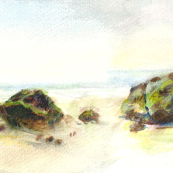 Peinture intitulée "Rochers (aquarelle)" par David Benayoun, Œuvre d'art originale, Aquarelle