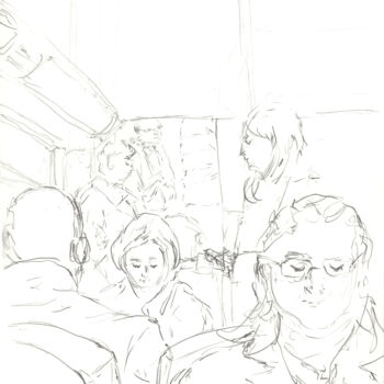 Dessin intitulée "Personnes dans le t…" par David Benayoun, Œuvre d'art originale, Graphite