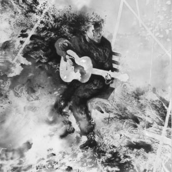 Drawing titled "Mélopée" by Sébastien Bocquet, Original Artwork, Charcoal