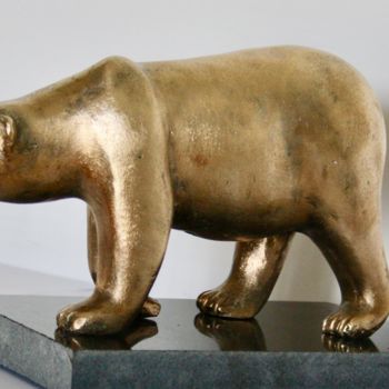 Sculpture titled "Ours Blanc Bronze" by Denis Thebaudeau, Original Artwork, Metals
