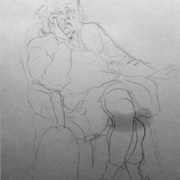 Zeichnungen mit dem Titel "L'ancien" von Sébastien Bocquet, Original-Kunstwerk, Kohle