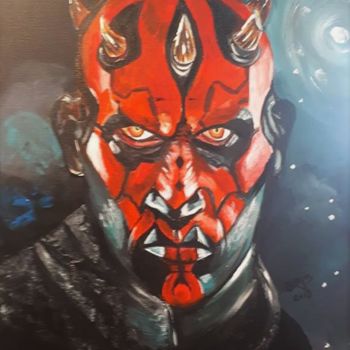 Painting titled "Darth Maul (Star Wa…" by Valérie Barrett, Original Artwork, Acrylic Mounted on Wood Stretcher frame