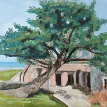 Peinture intitulée "Le Grand Pin à Tres…" par Chéker, Œuvre d'art originale, Huile Monté sur Châssis en bois