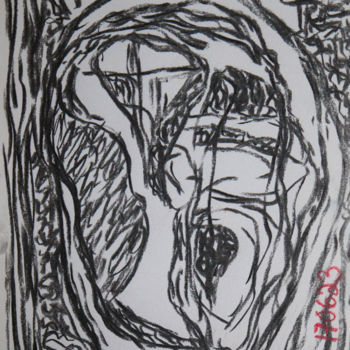 Drawing titled "Mark of Cain" by Pertti Matikainen, Original Artwork, Charcoal