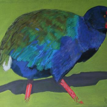 Peinture intitulée "Le takahé" par Catherine Costet (Lccat), Œuvre d'art originale, Pastel