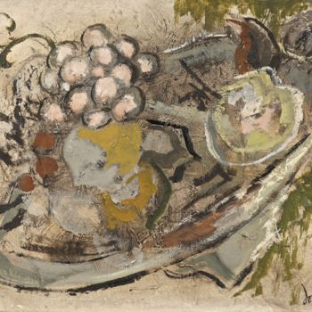 Peinture intitulée "Les raisins roses" par Dominique Bertrand, Œuvre d'art originale, Huile