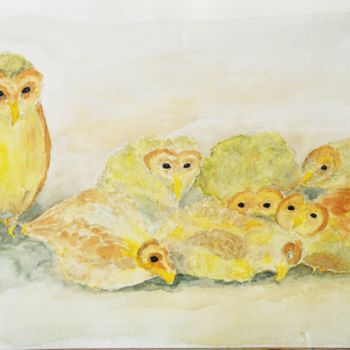 Peinture intitulée "chouette effraie et…" par Philip Moreau, Œuvre d'art originale, Aquarelle