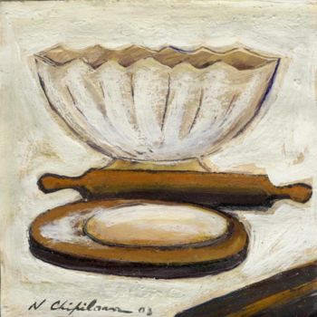 Painting titled "Recette de la pâte…" by Nathalia Chipilova, Original Artwork, Acrylic