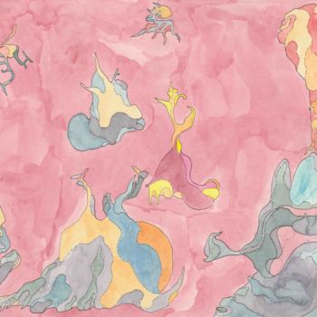 Peinture intitulée "Amorphous Airscape" par Sandro Cocco, Œuvre d'art originale, Aquarelle