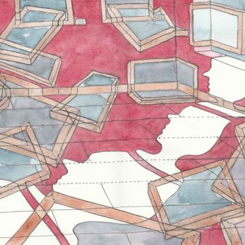 Peinture intitulée "Everything is movin…" par Sandro Cocco, Œuvre d'art originale, Aquarelle