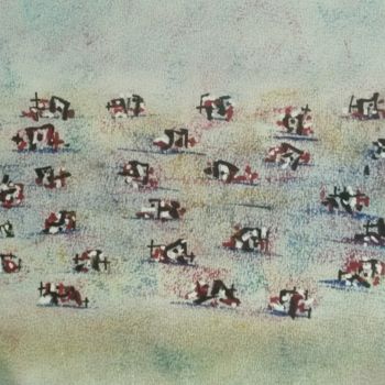 「Procession 1」というタイトルの絵画 Alain Vによって, オリジナルのアートワーク, グワッシュ水彩画