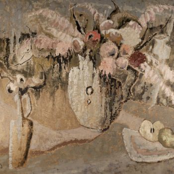 Ζωγραφική με τίτλο "Roses et bouteilles…" από Dominique Bertrand, Αυθεντικά έργα τέχνης, Λάδι