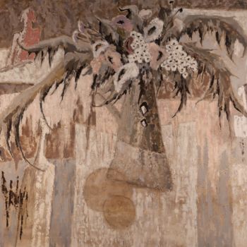 Peinture intitulée "Nature morte rose e…" par Dominique Bertrand, Œuvre d'art originale, Huile
