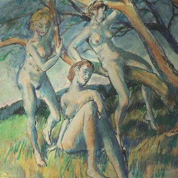 Dessin intitulée "Scène agreste" par Claude Hardenne, Œuvre d'art originale