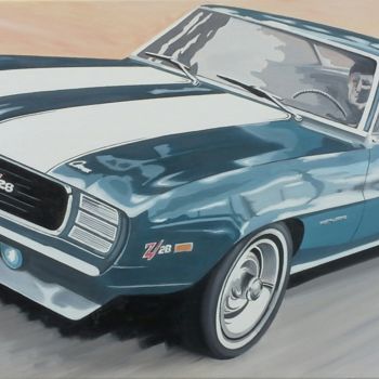 Painting titled "Camaro Z28" by Stephane Paturel, Original Artwork, Oil