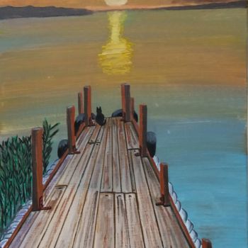 Painting titled "aube" by Gilbert Devesa, Original Artwork, Acrylic Mounted on Wood Stretcher frame
