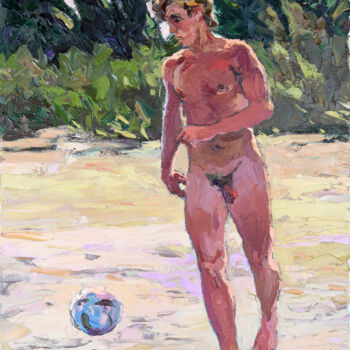Peinture intitulée "Football Player" par Sergey Sovkov, Œuvre d'art originale