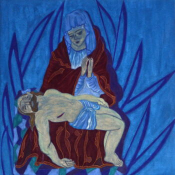 Peinture intitulée "Piétà Mia" par Laure Barlet, Œuvre d'art originale, Huile