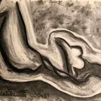 「ExStacy」というタイトルの描画 Pertti Matikainenによって, オリジナルのアートワーク, 木炭