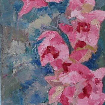 Peinture intitulée "Orchidée" par Chéker, Œuvre d'art originale, Huile Monté sur Châssis en bois
