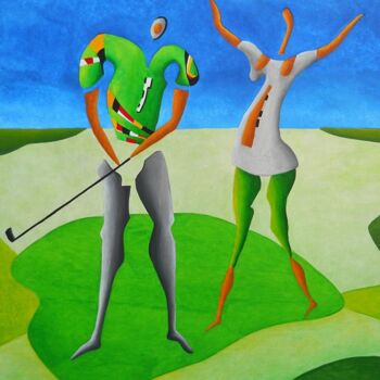 Pittura intitolato "Golf triumph - Work…" da Peter Vamosi, Opera d'arte originale, Acrilico