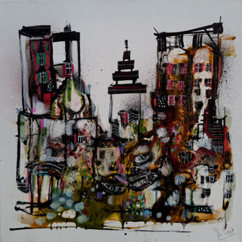 Schilderij getiteld "Le promenoir" door Muriel Cayet, Origineel Kunstwerk, Acryl