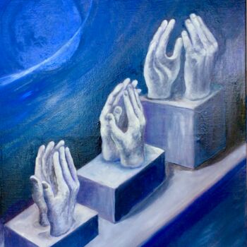 Painting titled "mains des cosmonaut…" by Daniel Bahuaud, Original Artwork