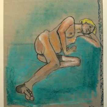 Tekening getiteld "N°229  Etude avec p…" door R. Cavalié, Origineel Kunstwerk, Conté