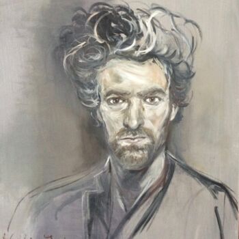Peinture intitulée "romain Duris" par Marie Pascale Martins, Œuvre d'art originale, Huile Monté sur Châssis en bois