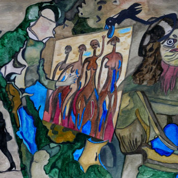 Painting titled "Der Maler und sein…" by Vera Boldt, Original Artwork, Watercolor