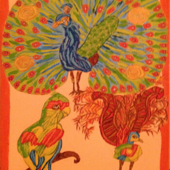 Peinture intitulée "mes-oiseaux-du-para…" par Coco Sicart, Œuvre d'art originale, Huile