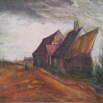 Peinture intitulée "Maisons de campagne." par Jacques Tafforeau, Œuvre d'art originale, Autre