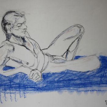 「NR  N°75   SPP」というタイトルの描画 R. Cavaliéによって, オリジナルのアートワーク, チョーク