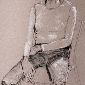 「NR  N°91」というタイトルの描画 R. Cavaliéによって, オリジナルのアートワーク, チョーク