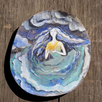Painting titled "fée du ciel" by Emmanuelle Bernard, Original Artwork, Acrylic