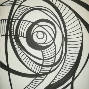 Disegno intitolato "abstract-180514-a4.…" da Pertti Matikainen, Opera d'arte originale, Pennarello
