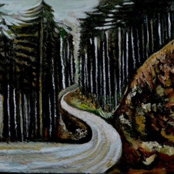 Ζωγραφική με τίτλο "LONELY CURVE,SPLEND…" από Anandswaroop Manchiraju, Αυθεντικά έργα τέχνης, Λάδι