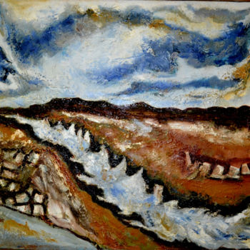 Painting titled "RIVER GANGA,SPLENDO…" by Anandswaroop Manchiraju, Original Artwork, Oil