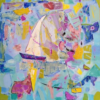 Painting titled "sea composition" by Janna Shulrufer, Original Artwork, Oil