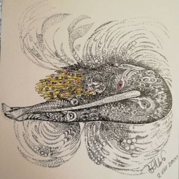 Drawing titled "Phénix  ©" by Bega, Original Artwork, Ink