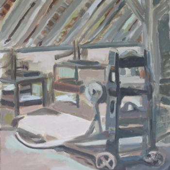 Peinture intitulée "Briquetterie aux Ra…" par Chéker, Œuvre d'art originale, Huile Monté sur Châssis en bois